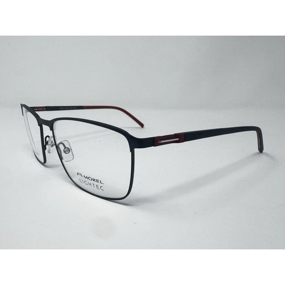 Morel Lightec 30215L 58-18-145 Stainless Steel Eyeglass Frames Black/Red France